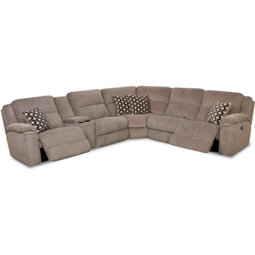 Campbell Power Reclining Sectional Sofa with Left Side Console in Platinum Brown Fabric